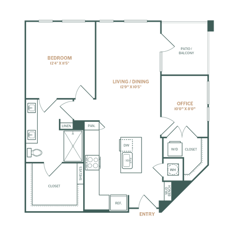 a floor plan of a 1 bedroom floor plan